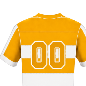 Golden <b>Yellow</b> White Short Sleeve Rugby Jersey Crew Neck Striped Rugby <b>Shirt</b> Athletic Performance Training Match Team Sportswear - Product Image 4