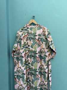 Block Print Cotton Kimono <b>Robe</b> <b>Bridesmaid</b> Dressing Gown Lightweight Summer Nightwear One Size - Product Image 5