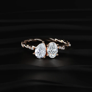 Anillo de Diamantes Ovalados y en Forma de Pera con Banda Trenzada, Anillo de Compromiso Clásico Especial para Mujer, Claridad VVS-VS, Certificado SGL - Product Image 1
