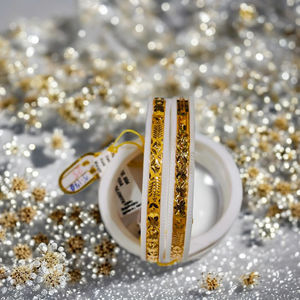 Bracelet tendance en or massif 22 carats avec coquille de conque blanche pour femme, bijoux de mariage traditionnels bengalis, ensemble Shakha authentique - Product Image 1