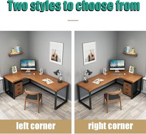 L-Shaped Desk Metal Frame Wood Surface - Modern Corner <b>Computer</b> Desk Writing <b>Table</b> PC Gaming Workstation <b>for</b> Small Spaces - Product Image 2