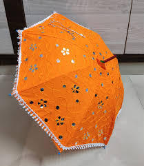 Sombrilla con decoración de espejos estilo Rajasthani para decoración de bodas, sombrilla profesional con tela decorada con espejos para decoración de bodas - Product Image 2