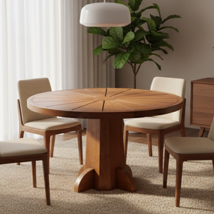 Mesa de Bistró Redonda de Madera Maciza para Interiores y Áreas de Comedor Cubiertas al Aire Libre - Product Image 1