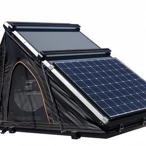 Offroad kamp çadırı yükseltilmiş çift yuvaları GÜNEŞ PANELI alüminyum köşeleri sert kabuk üçgen araba çatı üst çadır - Product Image 1