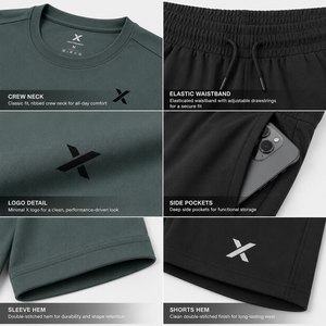 Ensemble T-shirt et short X-Men à manches courtes, séchage rapide, tricoté, tenue sportive d'été, noir et vert, article tendance, OEM/ODM, logo X - Product Image 4