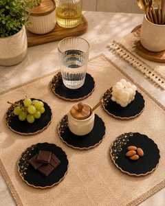 Modern Handmade Resin Wood Square Coaster Set Premium Epoxy <b>Table</b> <b>Protectors</b> Decorative Drink Mats for Coffee Tea Mug Glass Home - Product Image 2