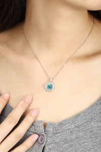 Fine Platinum Pt950 Lab Grown Paraiba Cut Diamonds IGI Certified Gold Plated Necklace High Quality Fashion <b>Pendant</b> Engagement - Product Image 2