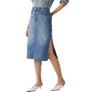 Jupe en jean vintage délavée pour femme, taille haute, coupe ajustée, mini-jupe en jean, style décontracté urbain, vêtements d'été - Product Image 6