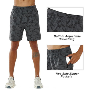 Pantaloncini Sportivi da <span class=keywords><strong>Uomo</strong></span> Camouflage ad Asciugatura Rapida con Tasca con Zip, Vita Elastica, Vestibilità <span class=keywords><strong>Bermuda</strong></span>, Stile Casual Sportivo - Product Image 4