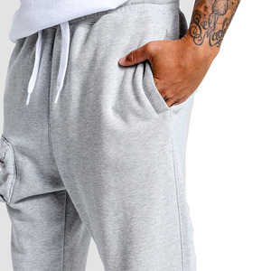 Pantalon de survêtement gris pour homme, taille élastique, poches latérales, pantalon de jogging décontracté, coton mi-lourd, vêtements d'automne - Product Image 3