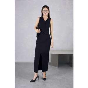 Jupe Midi Élégante à Taille Haute et Fente Avant KV27 pour Femme, Style Vintage Minimaliste, Idéale pour le Bureau - Collection Vietnam Fashion - Product Image 3