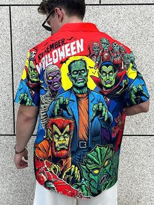<b>Men's</b> Hawaiian <b>Shirt</b> <b>Halloween</b> Horror Characters Print Short Sleeve Vacation <b>Shirt</b> Breathable Turn-down Collar Summer Style - Product Image 4