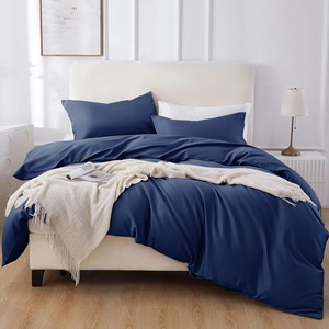 Ensemble de 4 housses de couette en coton tissé blanc uni, pour la maison, lavable en machine, style simple - Product Image 4