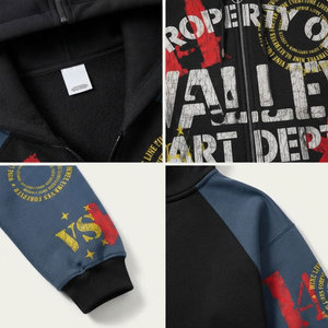 เสื้อฮู้ดซิปผู้ชาย Valley Art Dept ทรงโอเวอร์ไซส์ สไตล์สตรีทแวร์ แขนเสื้อแบบแร็กแลน พิมพ์ลายด้านหน้า โลโก้ ผ้าถัก สำหรับฤดูใบไม้ร่วง - Product Image 6
