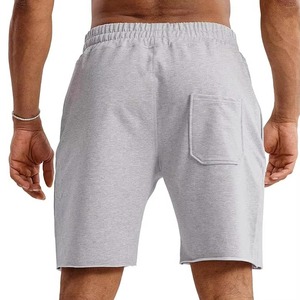 Men's Gray Cotton Bermuda Shorts Drawstring Waist Casual Loose Fit Breathable Pocket Design Mid Rise Knitted Fabric - Product Image 2