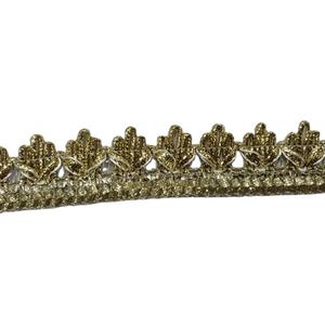 Bordure en dentelle argentée pour sari indien, broderie en crochet Gota écologique, ruban métallique 25 mm – Offres en gros - Product Image 1