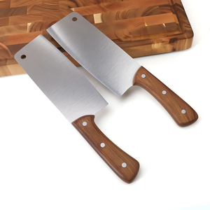Couteau à découper en acier inoxydable avec manche en bois, finition brossée, outil de découpe de cuisine robuste pour la viande et les légumes - Product Image 3