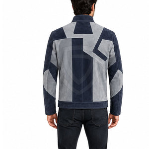Blouson moto en daim pour homme, col montant, fermeture éclair, coupe ajustée, design durable, imperméable, vêtement décontracté pour l'hiver - Product Image 4