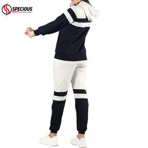 Ensemble de jogging pour femmes de haute qualité, écologique, grande taille, hiver, à capuche, décontracté, fermeture éclair intégrale, respirant, en coton, pour la salle de sport - Product Image 3