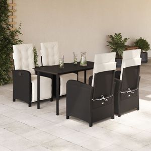 Set da Pranzo da Giardino in Rattan Nero per 4 Persone, Resistente alle Intemperie, Design Contemporaneo - Product Image 1
