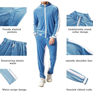 Custom Winter Plus Size Men's Solid Eco-Friendly <b>Velvet</b> Sweatsuit <b>Tracksuit</b> with Zipper Fly Windproof & Breathable - Product Image 5