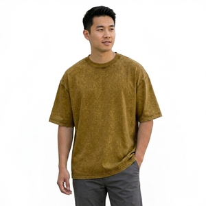Summer Lightweight Acid Wash Oversized Jersey Solid T-Shirt 100% Cotton Boxy Fit Short Sleeve Streetwear Casual Wear - Product Image 1