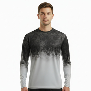 Nueva Camisa de Pesca de Manga Larga para Hombre, Estilo Moderno, Impresión por Sublimación, Color Degradado, 100% Poliéster, Secado Rápido, UPF 50, Estilo Pullover - Product Image 1
