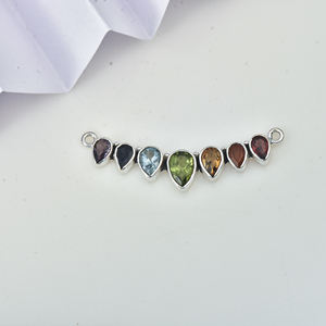 7 Chakras Stone Handmade Pendant <b>Necklace</b> Jewelry with Natural Gemstones <b>Solid</b> 925 Sterling <b>Silver</b> High Grade Quality Pendant - Product Image 1