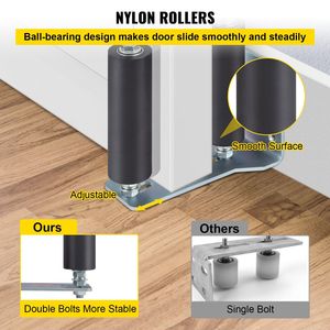 6\" <b>Black</b> Nylon Gate Roller Guide with Zinc Painted L-Shape <b>Bracket</b> Adjusta for Sliding Door & Window Rollers - Product Image 4
