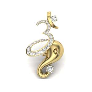 Yellow Gold Diamond Number 3 Pendant With Round Brilliant Cut Stones Luxury Unisex Jewelry - Product Image 2
