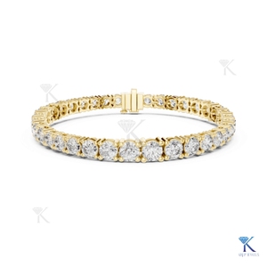 <b>Solid</b> <b>Gold</b> Filled Brilliant Cut Lab Grown Diamond Tennis Bracelet 14K Fine Unisex Luxury Bridal Jewelry Party Gift KRUP JEWELS - Product Image 1