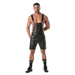 Shorts longs noirs style cuir respirants en dentelle pour hommes, tenue de club fétichiste sexy, bas de tenue de soirée tendance - Product Image 4