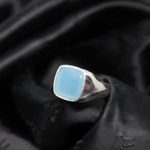 Blue Chalcedony <b>Ring</b> 925 Sterling Silver Natural Gemstone Handmade Minimalist Boho Statement Jewelry Gift For Women - Product Image 4