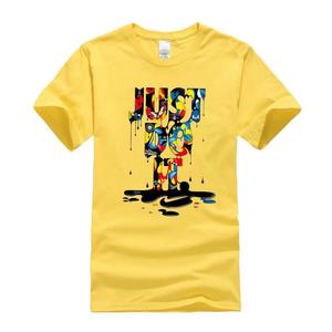 T-shirt en coton à manches courtes pour homme avec imprimé lettres, col rond, coupe décontractée, respirant, en jersey tricoté, logo frontal - Product Image 5