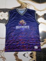 Jersey Basket Tanpa Lengan Bravehearts Pria V-Neck Cetak Transfer Panas Poliester/Katun Ramah Lingkungan Cepat Kering Geometris