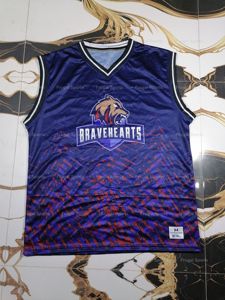 Maillot de basketball sans manches Bravehearts pour homme, col en V, imprimé par transfert thermique, polyester/coton, écologique, séchage rapide, motif géométrique - Product Image 1