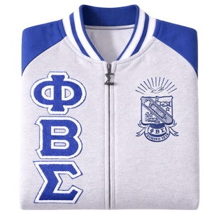 Chaqueta Varsity de Forro Polar Gris Jaspeado Phi Beta Sigma, Ropa de Fraternidad Griega con Estilo Universitario Clásico, Cálida y Cómoda - Product Image 6