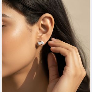 Boucles d'oreilles de luxe Toi et Moi en or plaqué 10 carats avec diamants de laboratoire 2.00CTW certifiés IGI - Product Image 6