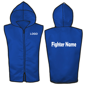Gilet de boxe sans manches en gros, écologique, durable, respirant, avec capuche, couleur bleue, pour entraînement MMA, personnalisable - Product Image 3