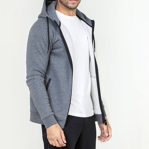 Custom <b>Men</b>’s Heather Grey Full Zip <b>Hoodie</b> with Drawstring Hood and Zipper Side Pockets Casual Sportswear Sweatshirt - Product Image 2