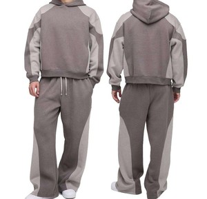 Ensemble survêtement pour homme, pantalon de survêtement à capuche et sweat-shirt, streetwear, surdimensionné, molleton lourd, ample, pantalon de survêtement évasé, 100% coton - Product Image 2