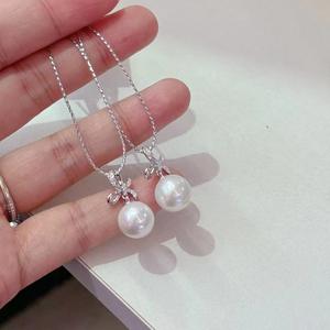 Bracelet et collier en argent S925 avec perle de coquille irrégulière, perle de pois, style Ins, empilé, pochette, chaîne de clavicule, D9229 - Product Image 2