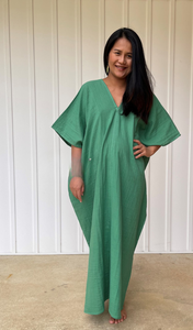 Boho <b>Kaftan</b> Dress Double Gauze Cotton <b>Maxi</b> Dress Loose Fit Lightweight Summer Dress Side Slit Lounge Dress - Product Image 2