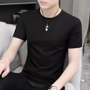 T-shirt en soie glacée à manches courtes pour homme, coupe ample, tendance, décontracté, avec logo personnalisé OEM - Product Image 2