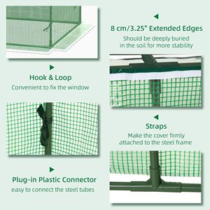 Mini serre portable avec grandes fenêtres à fermeture éclair pour plantes d'intérieur et d'extérieur, jardin vert - Product Image 2