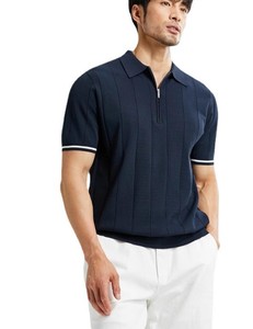 Nouveau T-shirt décontracté à manches courtes et fermeture éclair, élégant et tendance, en jersey uni, doux, respirant, séchage rapide, sportif, personnalisable - Product Image 4