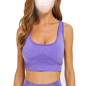 Women's Custom Colors Scoop Neck <b>Mesh</b> Sports Bra Medium Support Breathable Yoga Workout <b>Top</b> Seamless Solid Style - Product Image 1