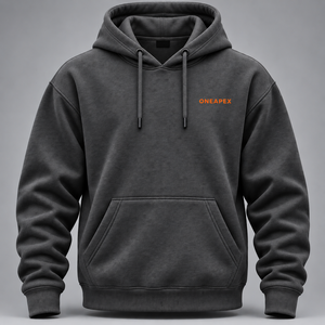 Sudadera con Capucha Personalizada con Logotipo en Gris Carbón y Naranja, Ropa Deportiva Casual para Hombre, Fabricante Mayorista OEM ODM - Product Image 1