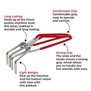 Stainless Steel Pincer Tongs <b>Vinyl</b> Coated Heat Resistant Anti Scald Kitchen Utensil Custom Logo - Product Image 2