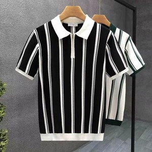 Camisas de Golf para Hombre, Tejidas, de Manga Corta, con Cierre, Casuales, 100% Algodón, Transpirables, en Verde, Blanco y Negro, Personalizables - Product Image 4